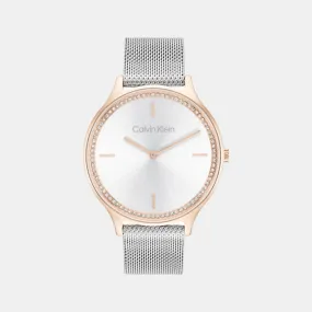 Women Quartz Analog Silver Dial Mesh Watch 25100006