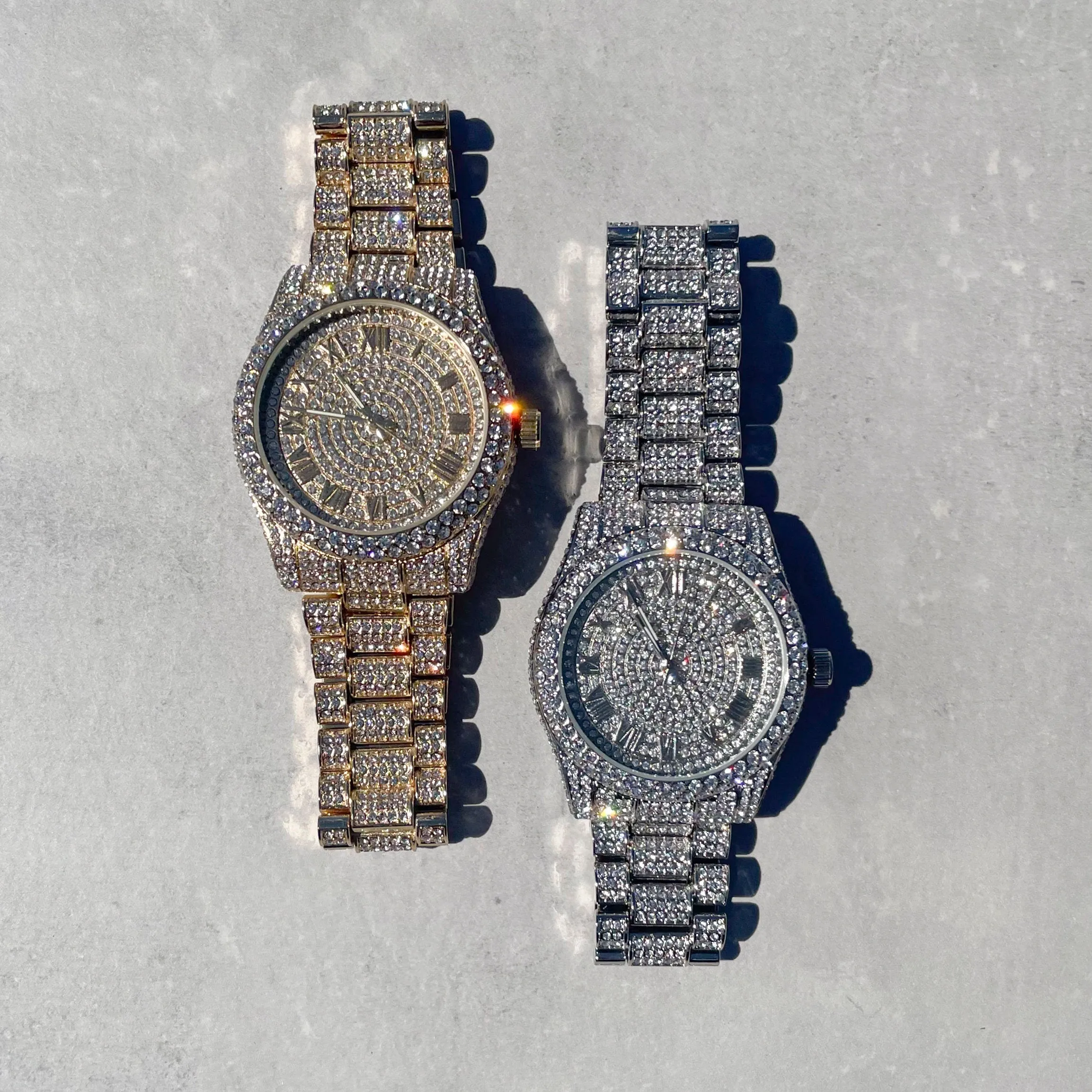 Women's 42mm Diamond Watch with Iced Out Bezel and Roman Dial - Quartz Movement