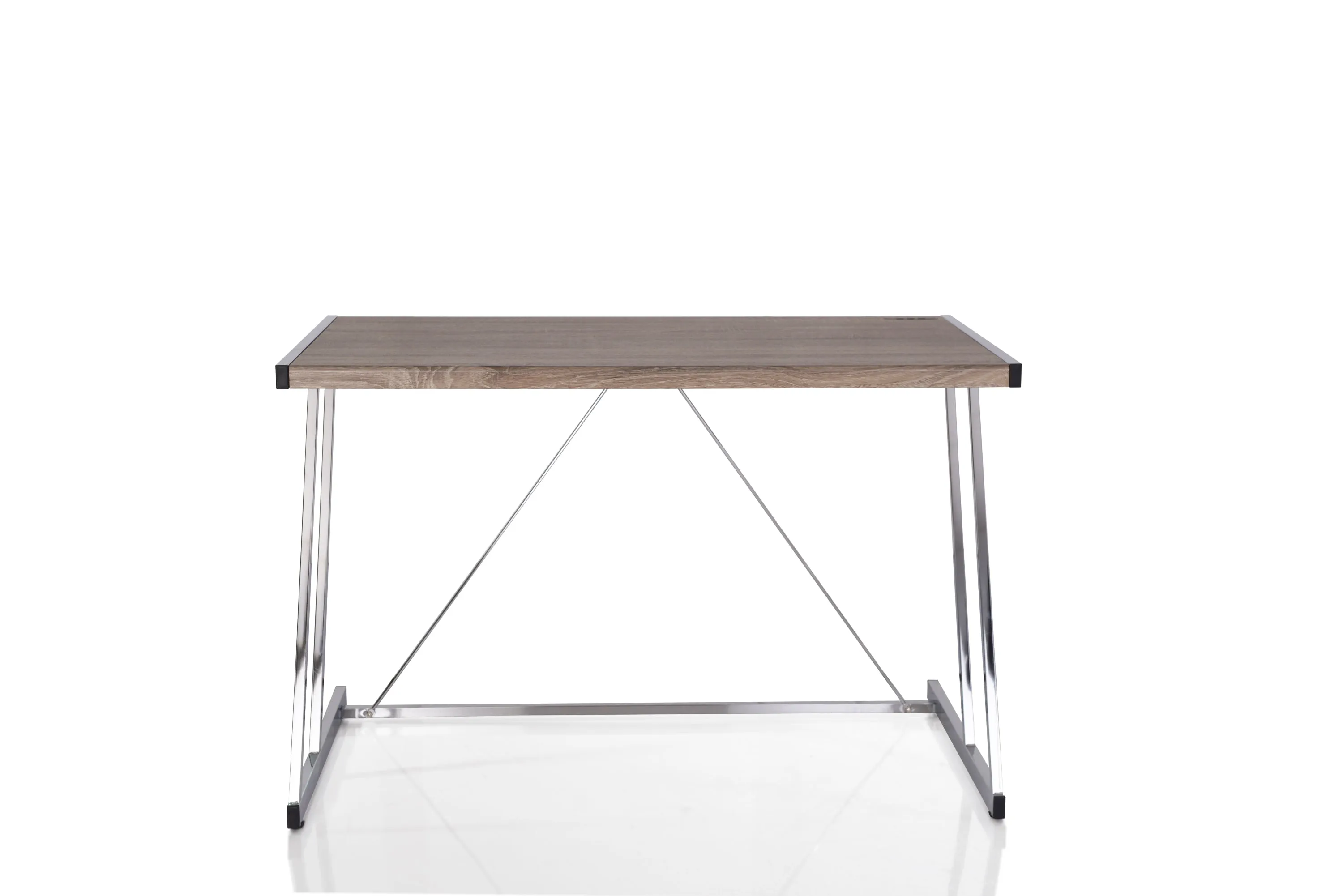 Wood Desk - Weathered Oak & Chrome