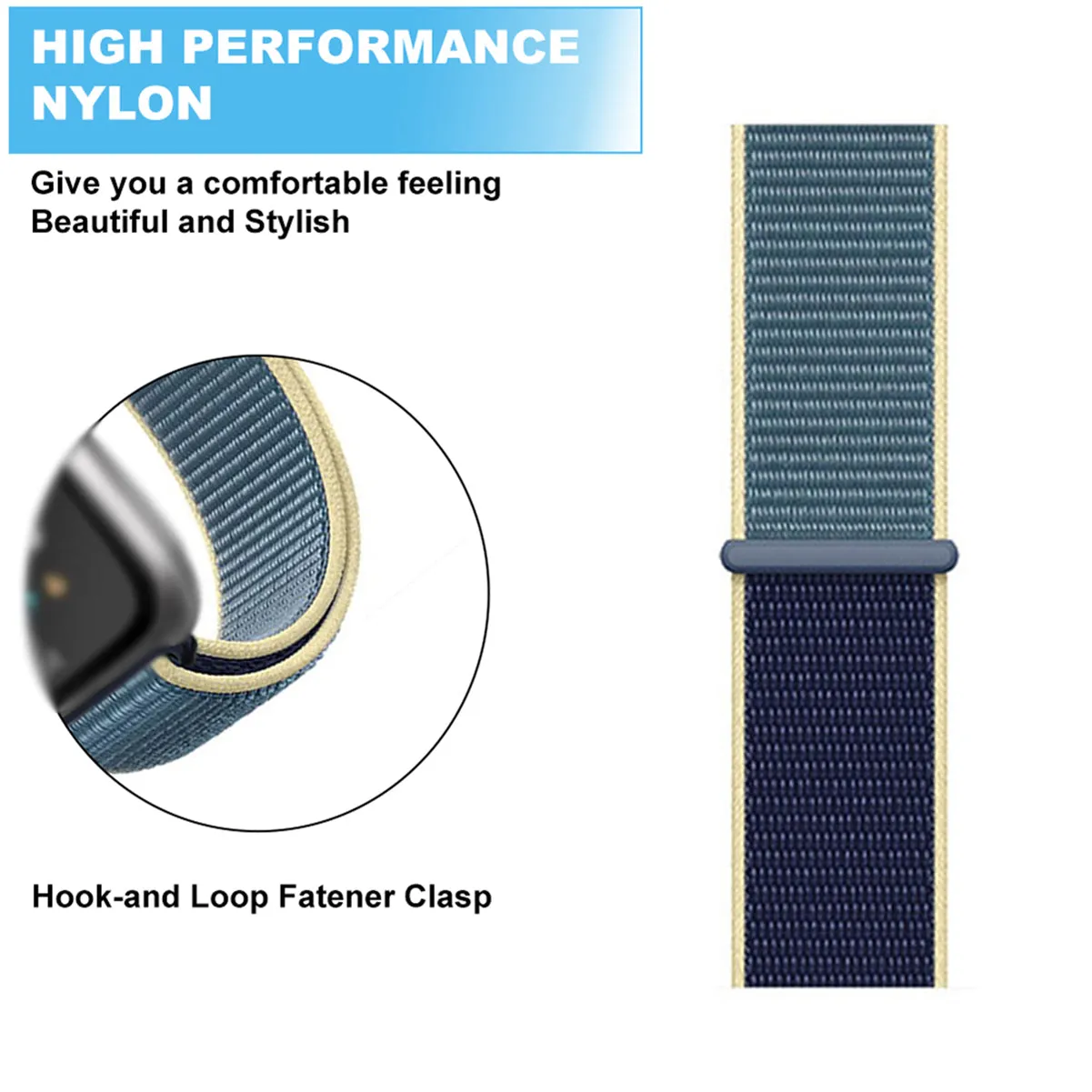 Woven Nylon Strap For Fitbit Versa/Versa 2 /Versa Lite (Alaskan Blue)