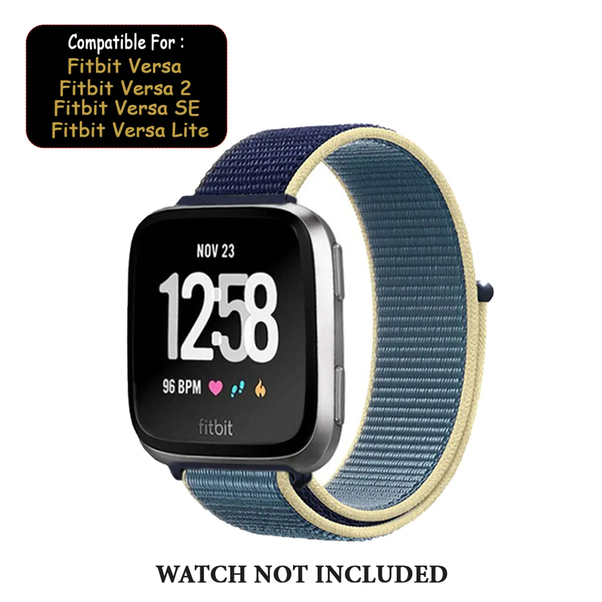 Woven Nylon Strap For Fitbit Versa/Versa 2 /Versa Lite (Alaskan Blue)