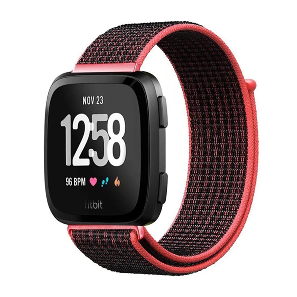 Woven Nylon Strap For Fitbit Versa/Versa 2 /Versa Lite (Jet Black)