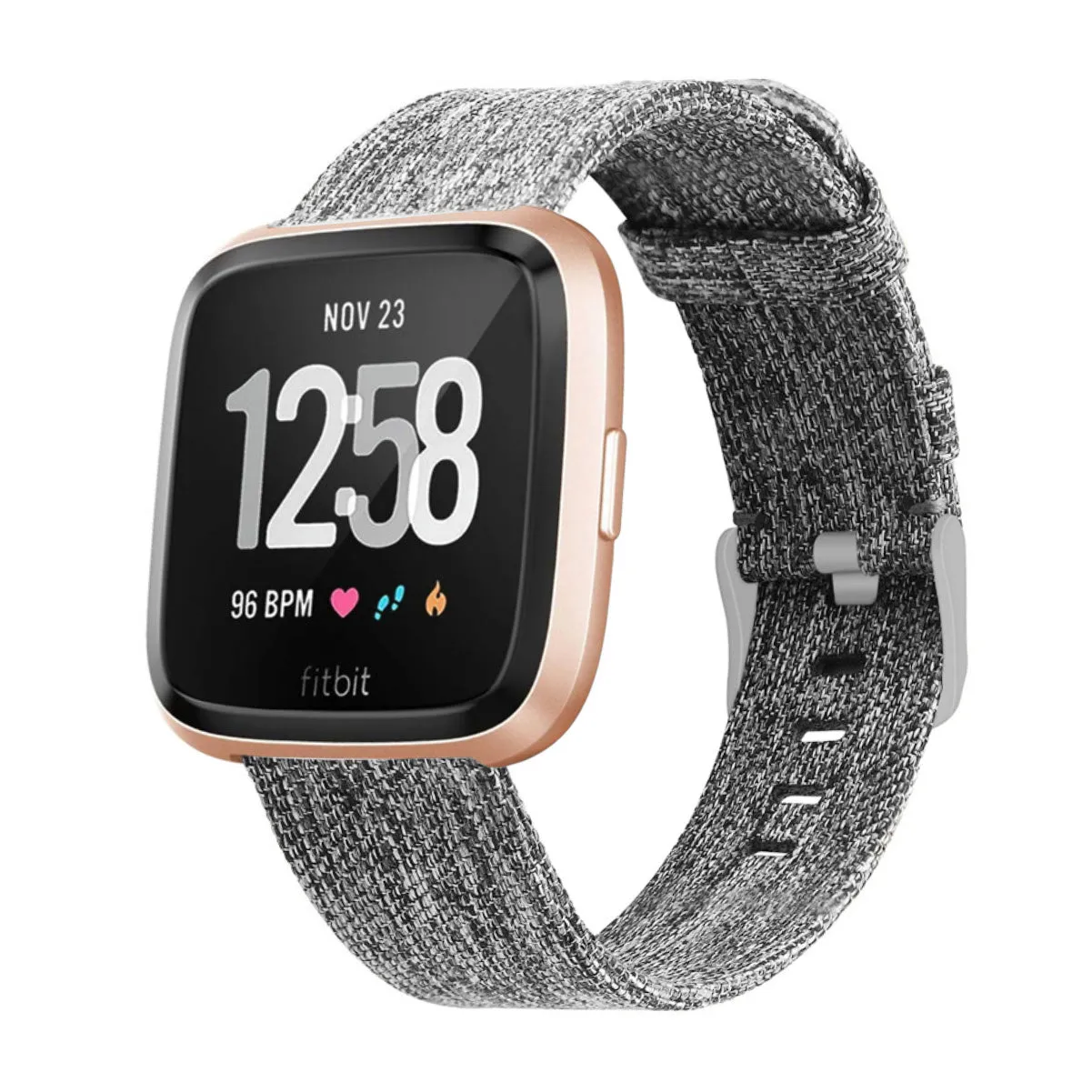 Woven Nylon Strap For Fitbit Versa/Versa 2 /Versa Lite (Jet Black)