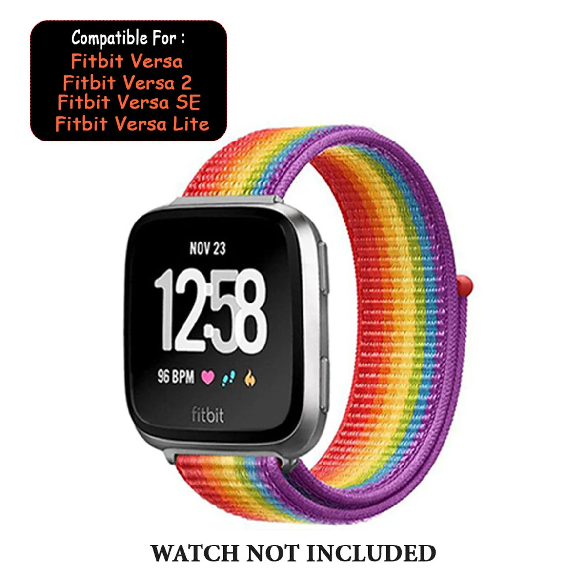 Woven Nylon Strap For Fitbit Versa/Versa 2 /Versa Lite (Pride)