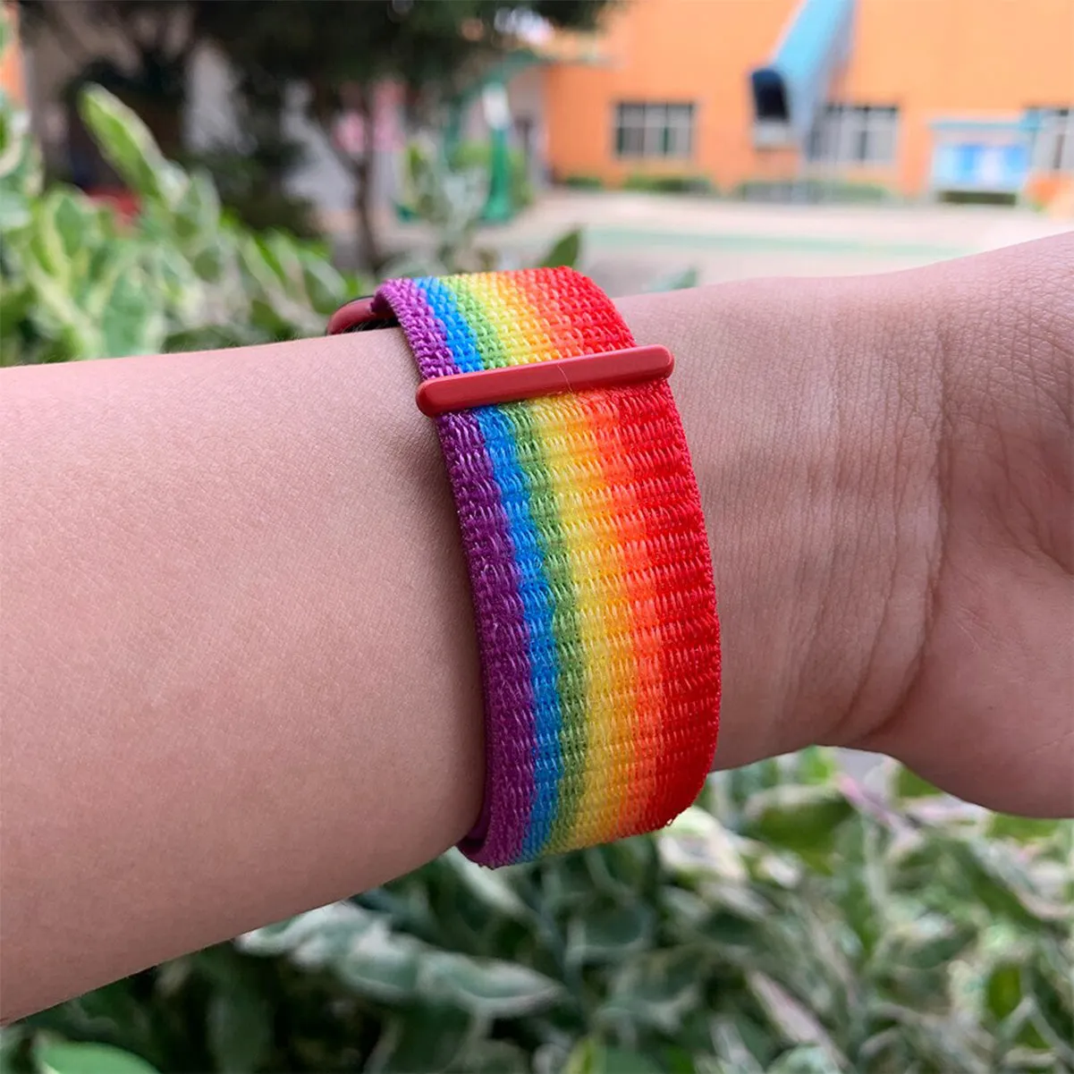 Woven Nylon Strap For Fitbit Versa/Versa 2 /Versa Lite (Pride)