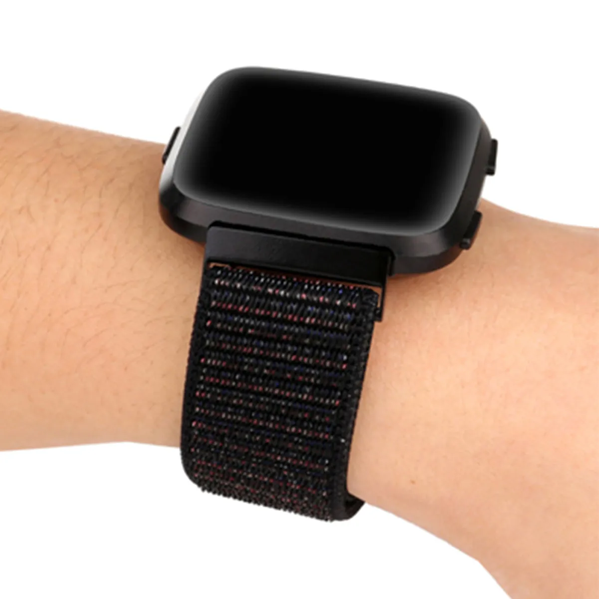 Woven Nylon Strap For Fitbit Versa/Versa 2 /Versa Lite ( Spider-Black)